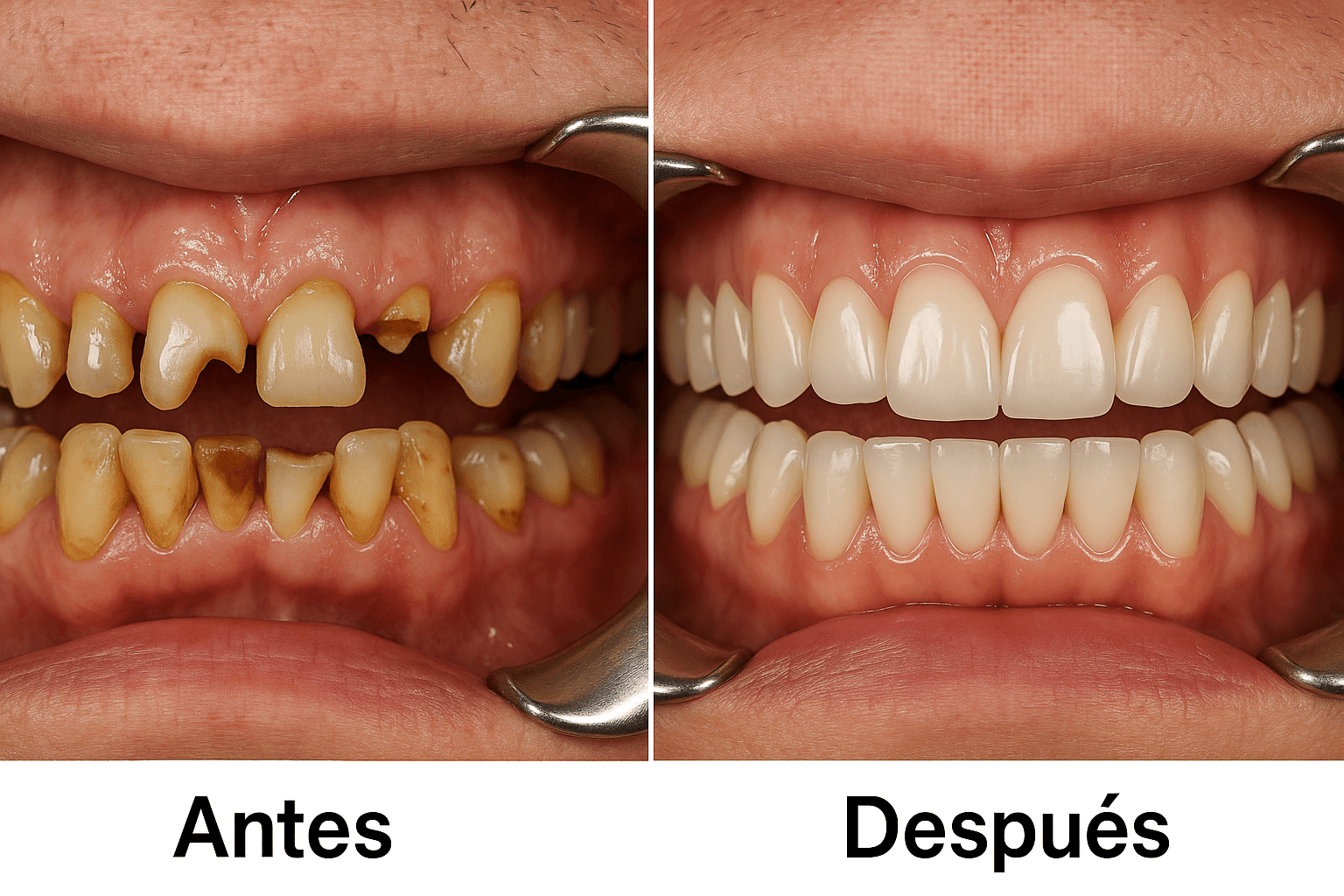 antes vs. despues rehabilitacion dental